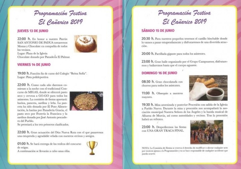 <span style='color:#780948'>ARCHIVED</span> - 10th to 16th June What's on in Alhama de Murcia