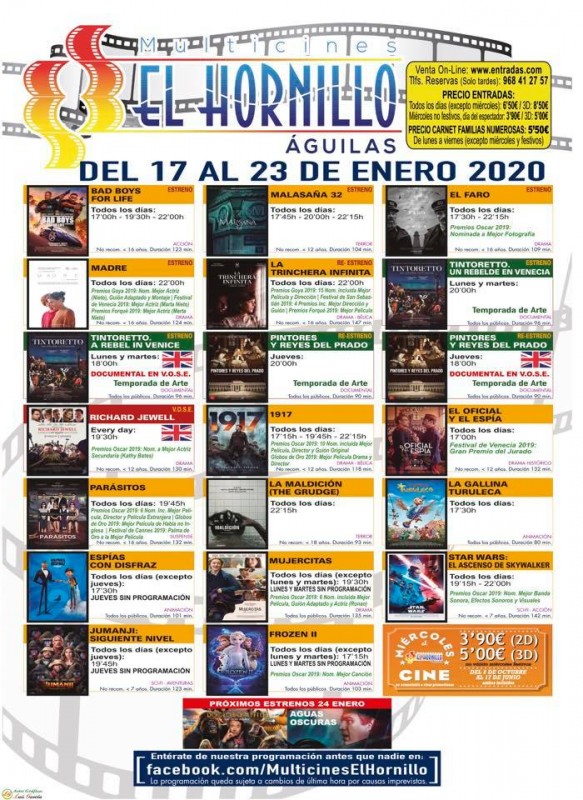 <span style='color:#780948'>ARCHIVED</span> - 17th to 23rd January Águilas English language cinema