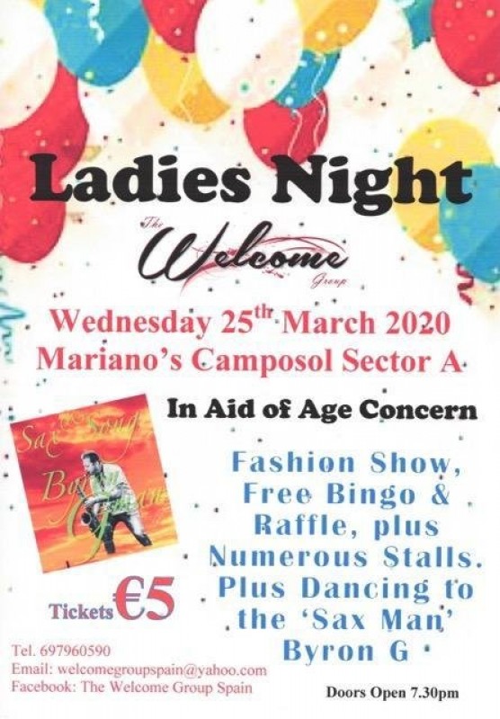 <span style='color:#780948'>ARCHIVED</span> - 25th March Welcome Group Ladies Night Camposol