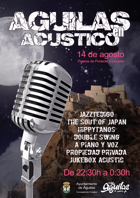<span style='color:#780948'>ARCHIVED</span> - 14th August Águilas in Acoustic with live bands all along the seafront CANCELLED