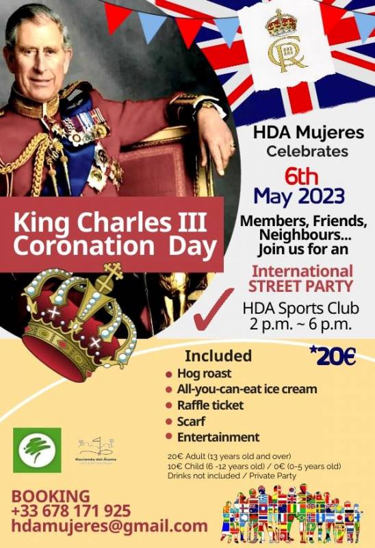 <span style='color:#780948'>ARCHIVED</span> - May 6 King Charles III coronation party on Hacienda del Alamo Golf Resort