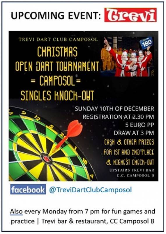 December 10 Christmas Open Darts Tournament at Trevi Bar Camposol