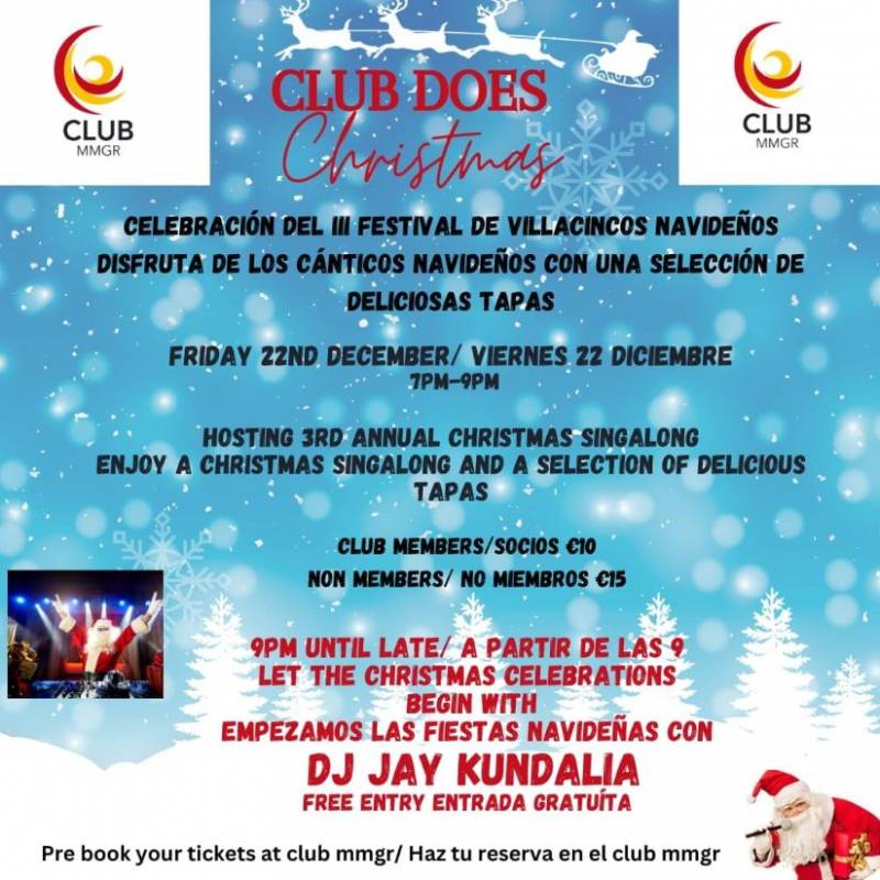 December 22 Club does Christmas Singalong at Club MMGR Mar Menor Golf Resort