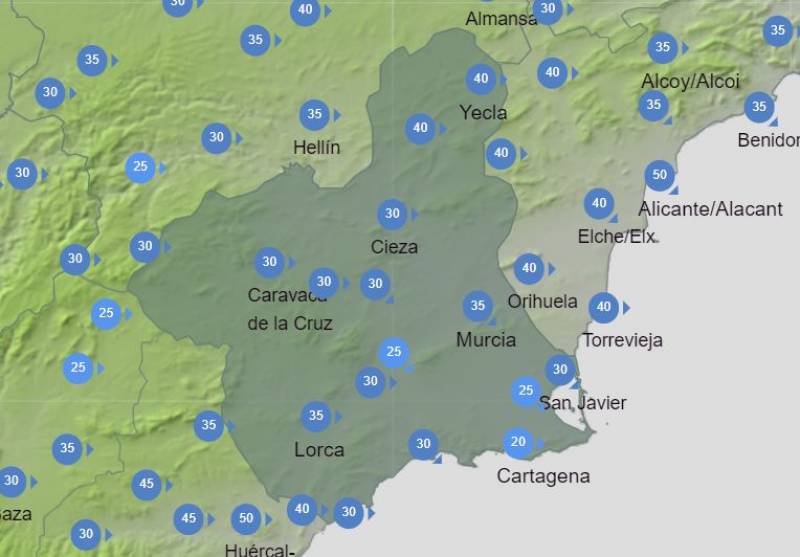 Murcia weekly weather forecast December 4-10: Sun and showers all week long
