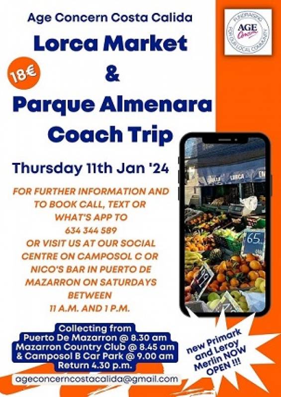 January 11 2024 Age Concern coach trip to Lorca Market and Parque Almenara Shopping Centre
