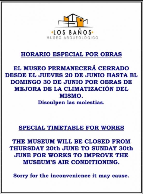 Temporary closure of Alhama de Murcia Archaeological Museum