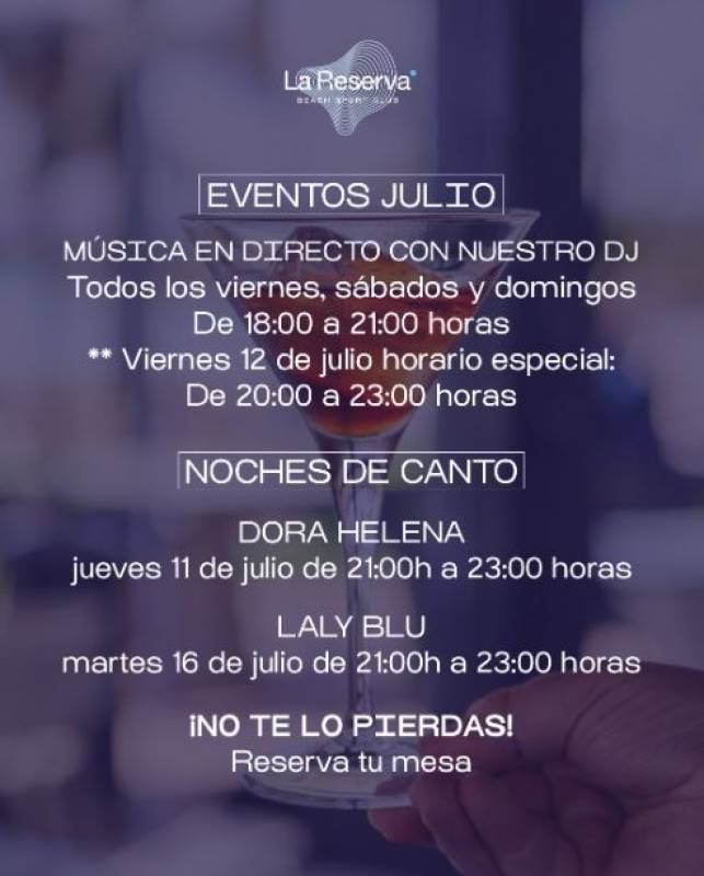 July music events at La Reserva, Santa Rosalia Resort