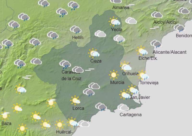 More showers and cooler days: Murcia weekly weather forecast October 14-20