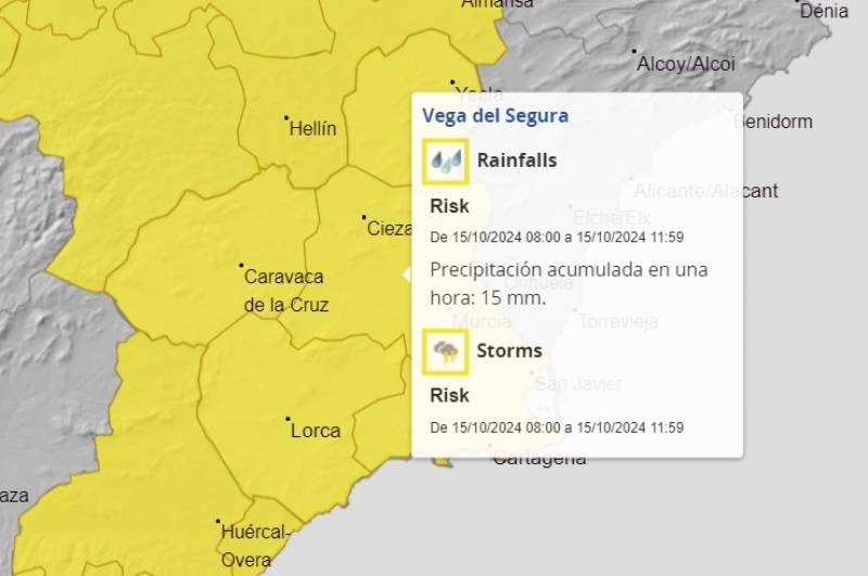 Murcia braces for possible flooding as heavy rain warning extended to whole Region