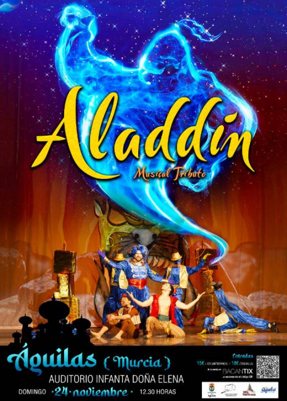 November 24 Aladdin tribute musical for children at the seafront auditorium in Aguilas