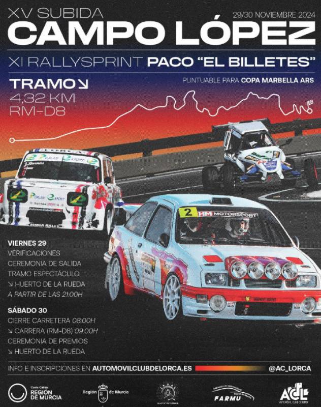 November 30 Rally racing event on the road to Campo López in Lorca