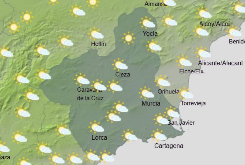 A warm spell midweek followed by sudden cold: Murcia weather forecast December 16-22