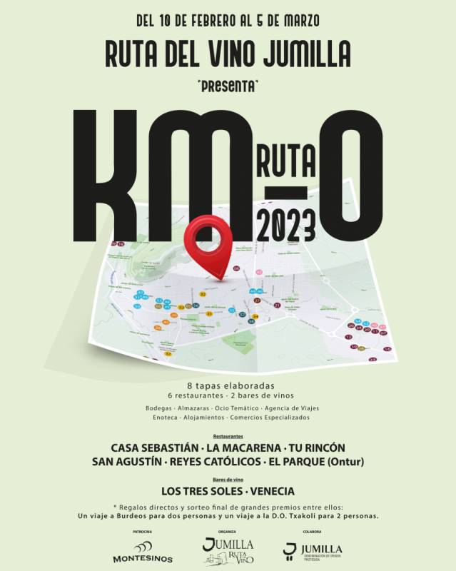 February 1 to 28 Km0 tapas treats at hostelries affiliated to the Jumilla Wine Route