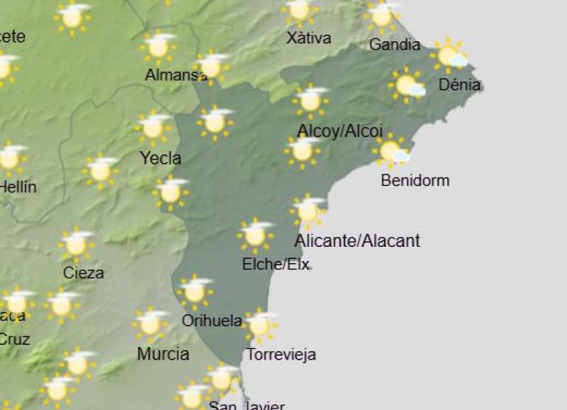 Alicante weekly weather forecast January 20-23: Sunshine and warmer temps