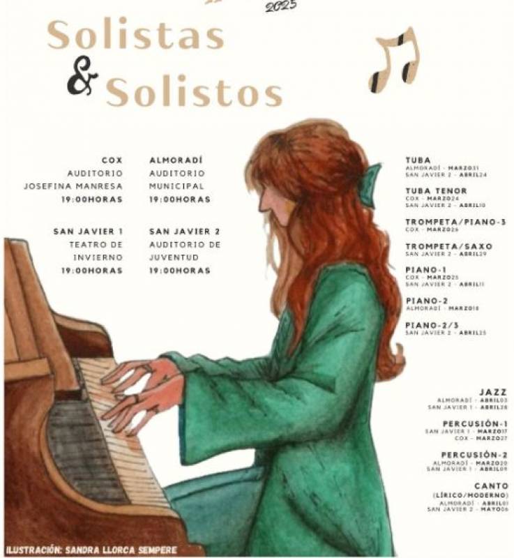 March 17 to May 6 'Solistas y Solistos' free musical performances in San Javier