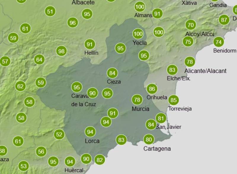 Murcia weekend weather forecast July 10-13: Hot and humid
