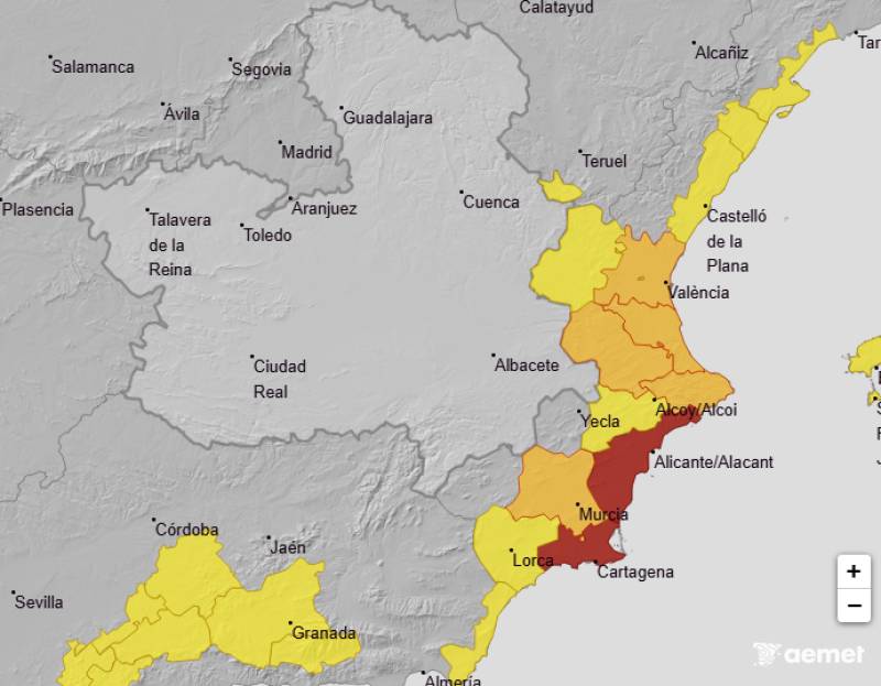 Red alerts for torrential rain issued across southern Spain