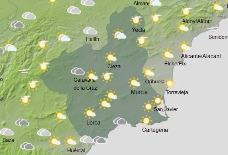 Murcia weekend weather forecast January 15-18: Temperatures drop as rain and storms return