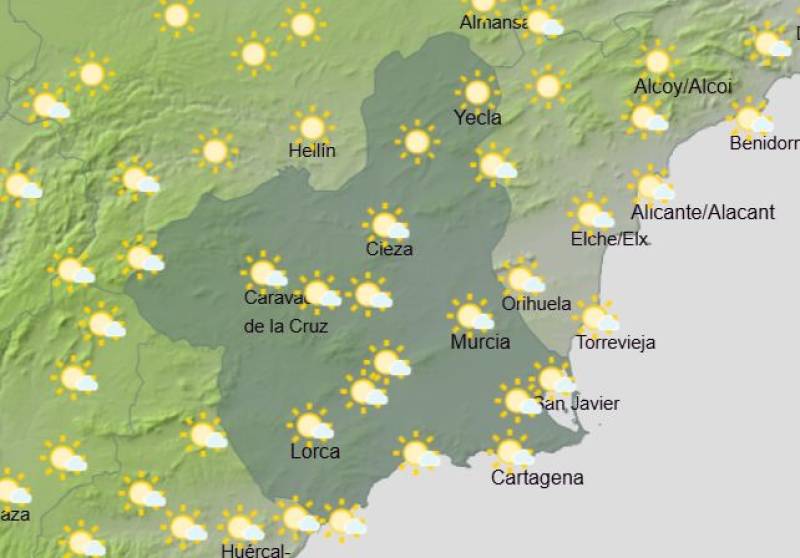 Murcia weekly weather forecast April 13-16: Dry and getting hotter