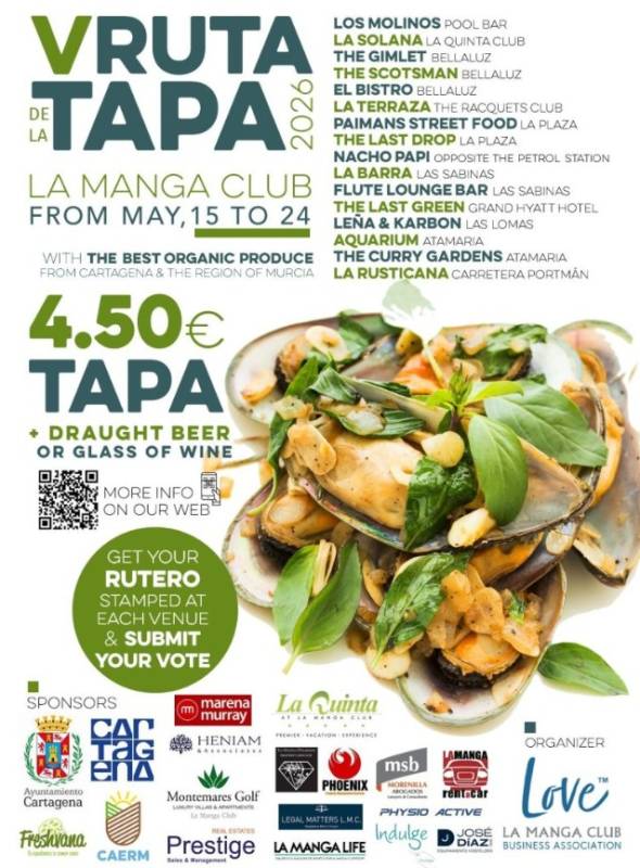 May 15 to 24 Tapas route in La Manga Club 
