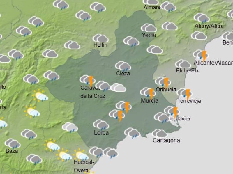 More rain and falling temps this weekend: Murcia weather forecast May 14-17